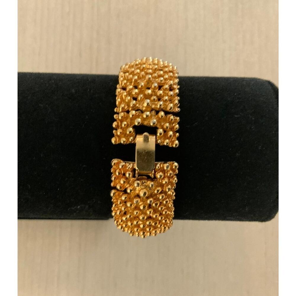 Vintage 1973 Golden Sunset Bracelet Articulated Stamped SARAH